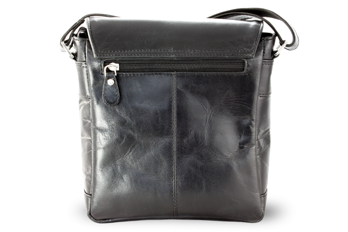 Malý černý pánský kožený crossbag s klopnou 215-1701-60 CRU