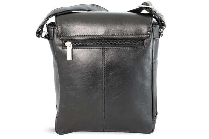 Malý černý pánský kožený crossbag s klopnou 215-1701-60