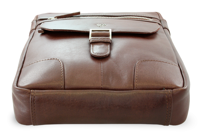 Hnědý pánský kožený zipový crossbag 215-1792-40