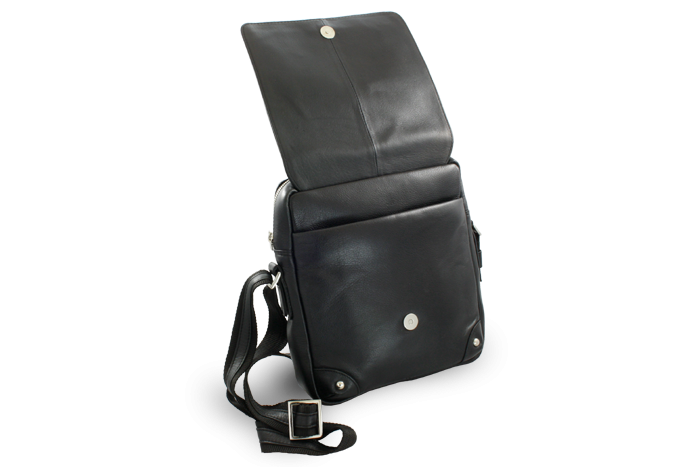Velký černý kožený pánský crossbag 215-1918-60