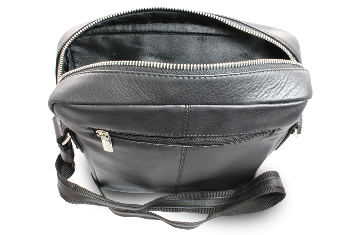 Velký černý kožený pánský crossbag 215-1918-60