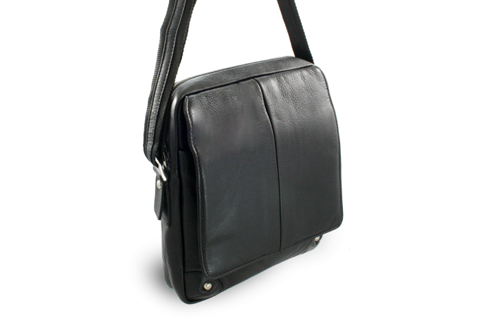 Velký černý kožený pánský crossbag 215-1918-60