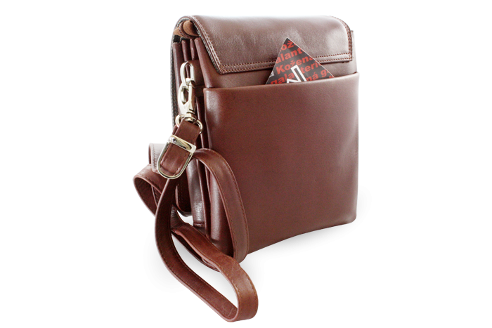 Velký hnědý kožený pánský crossbag 215-2185-40