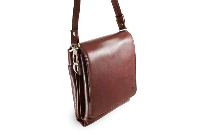 Velký hnědý kožený pánský crossbag 215-2185-40
