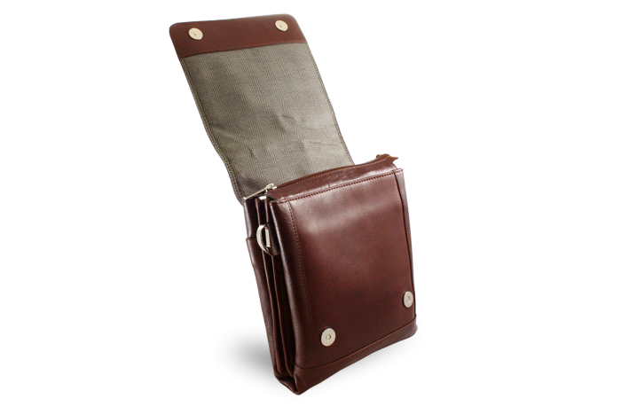 Velký hnědý kožený pánský crossbag 215-2185-40