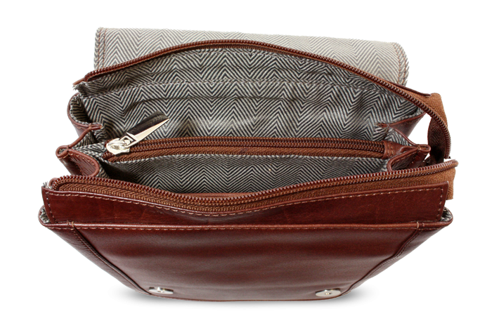 Velký hnědý kožený pánský crossbag 215-2185-40