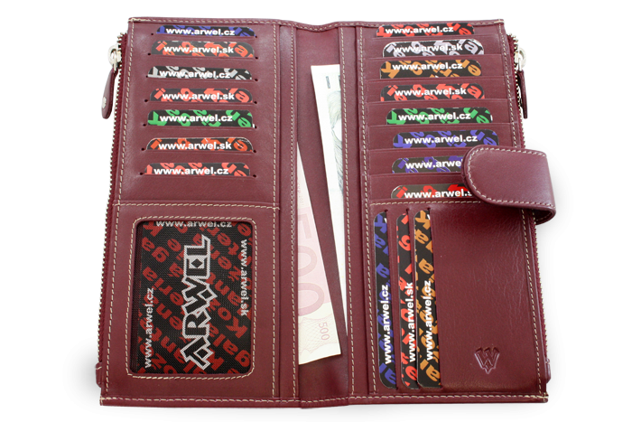 Velká kožená burgundy peněženka se zápinkou 511-8129-34