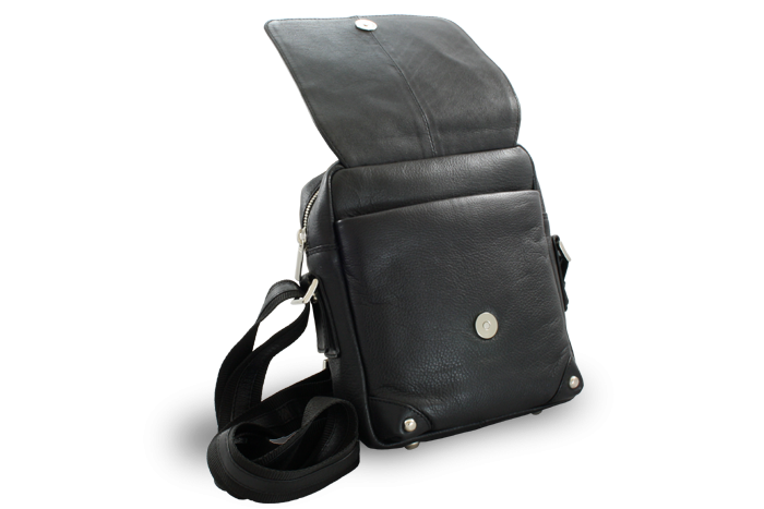 Malý černý kožený pánský crossbag 215-1919-60