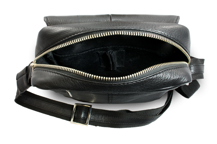 Malý černý kožený pánský crossbag 215-1919-60