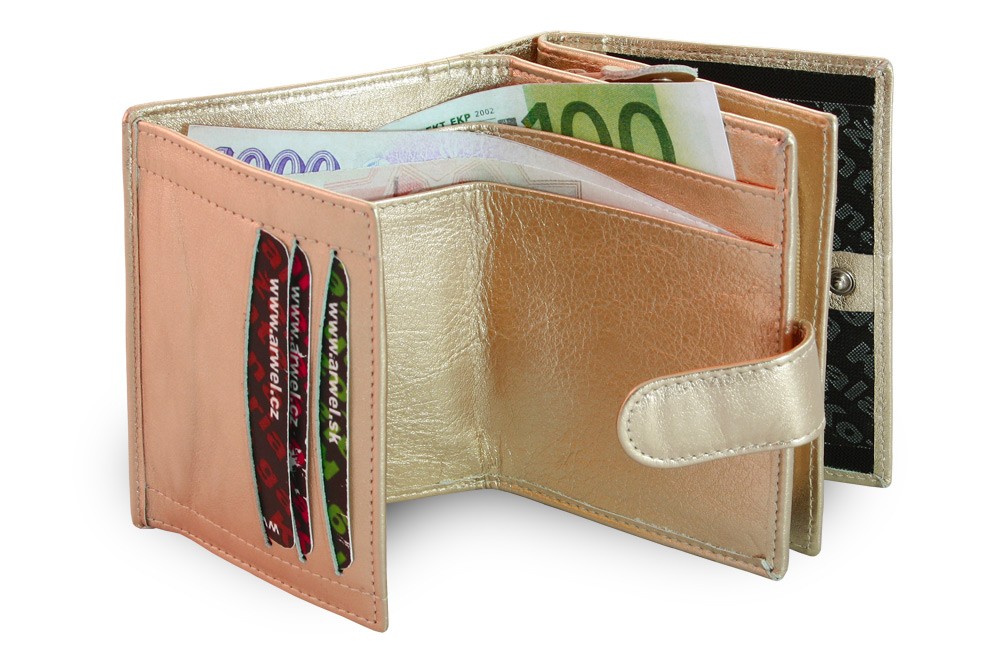 Růžovozlatá dámská kožená peněženka se zápinkou 511-9769-01