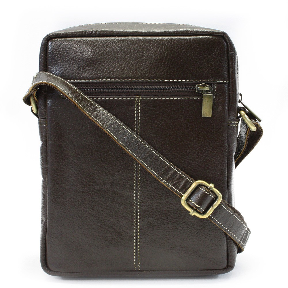Kávově hnědý pánský kožený zipový crossbag 215-1218-49