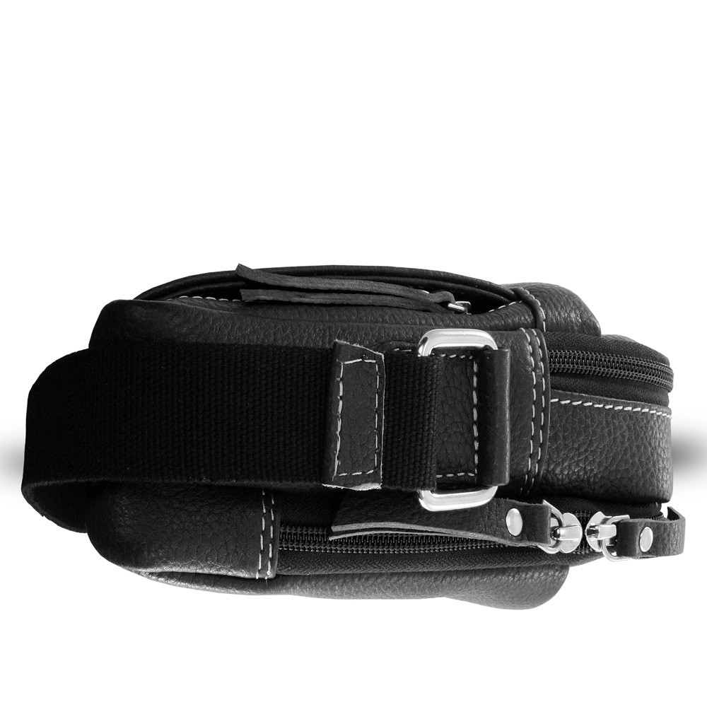 Černý pánský kožený zipový crossbag 215-8913-60