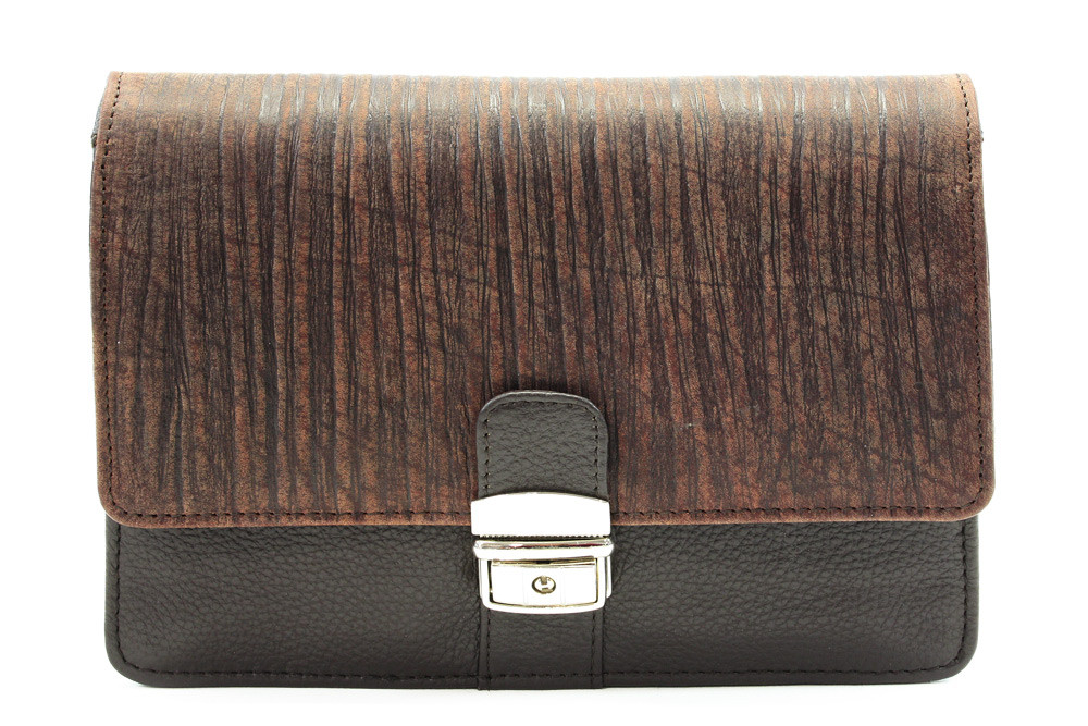 Tmavě hnědá pánská kožená dokladová etue ve stylu BAMBOO 611-2411F-47