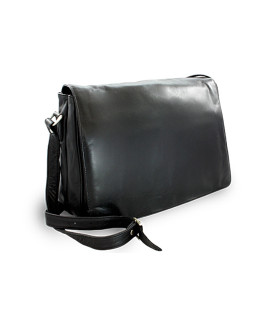 Černá kožená klopnová kabelka 213-1195-60