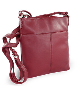 Burgundy kožená zipová kabelka 212-3013-34