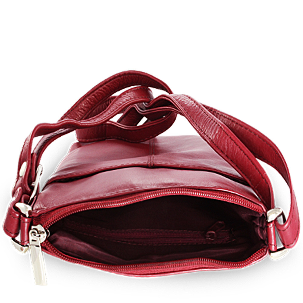 Burgundy kožená zipová kabelka 212-3013-34