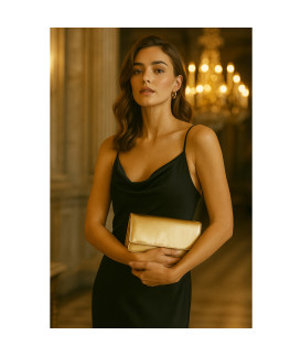 Zlaté kožené psaníčko s popruhem 214-4071-02