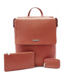 Tmavě růžová sada dámského batohu, etue a klíčenky 412-1660-0023-2418-35