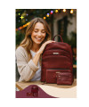 Vínově červená sada dámského batohu, peněženky a klíčenky 412-8955-4722-8104-34