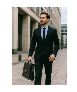 Černá kožená aktovka s přihrádkou pro notebook 112-5056-60