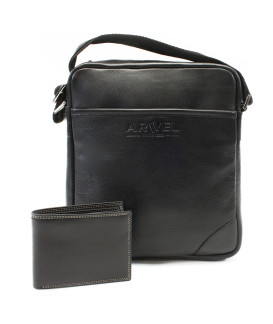 Sada černého pánského crossbagu a peněženky 412-1713-9160-60