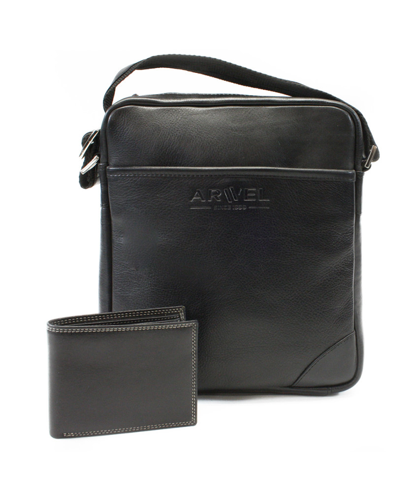 Sada černého pánského crossbagu a peněženky 412-1713-9160-60