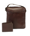 Sada hnědého pánského crossbagu a peněženky 412-1713-9160-40