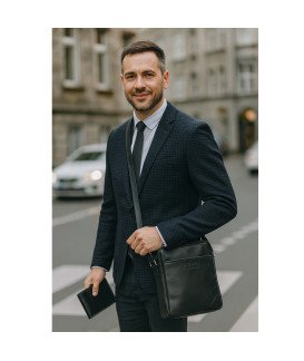 Sada černého pánského crossbagu a peněženky 412-1713-9160-60