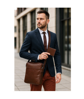 Sada hnědého pánského crossbagu a peněženky 412-1713-9160-40