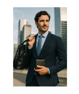 Sada černé tašky na notebook, peněženky a klíčenky 412-2187-4404-8104-60