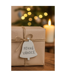 Světle šedá vánoční ozdoba zvonek 619-1213-20