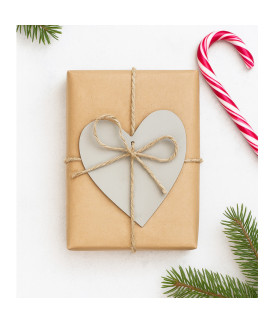 Světle šedá vánoční ozdoba srdce 619-1212-20