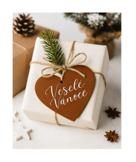 Hnědá vánoční ozdoba srdce 619-1212-41