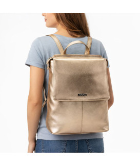 Růžovo zlatý městský kožený batoh 311-1660-35