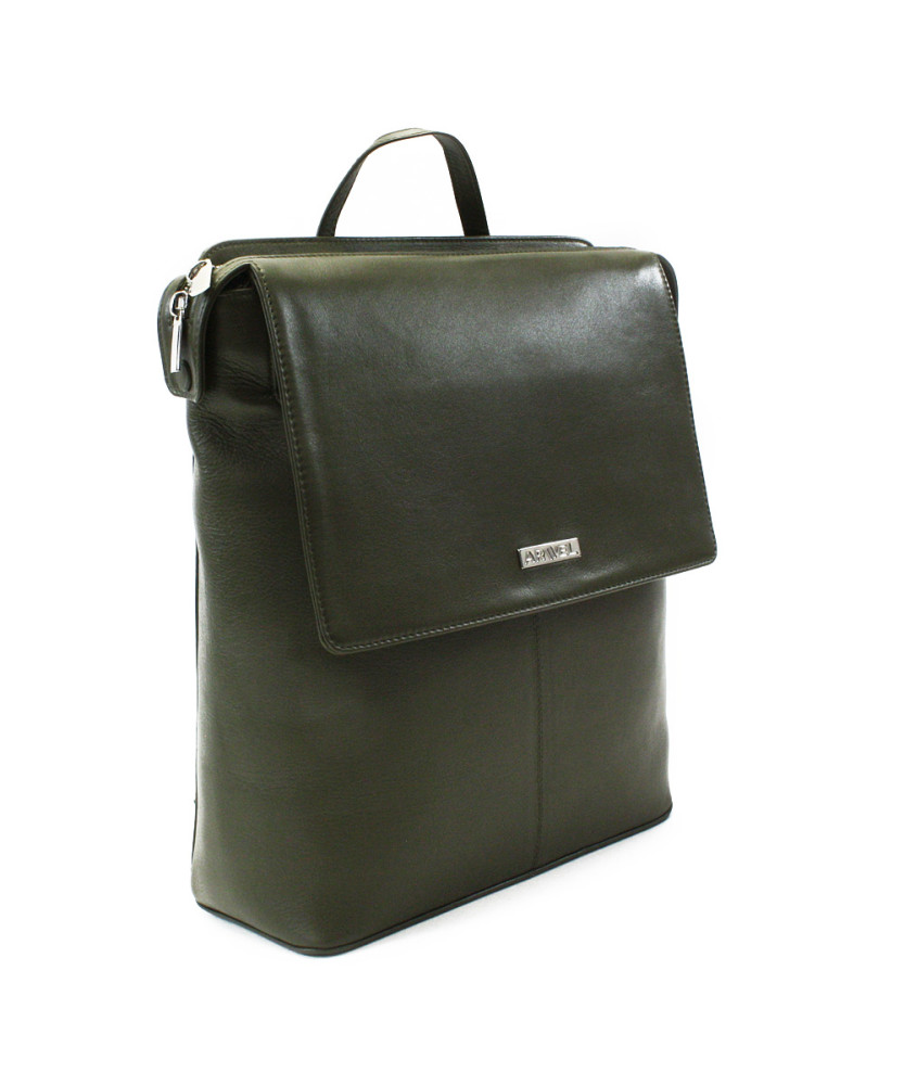 Tmavě zelený městský kožený batoh 311-1660-57