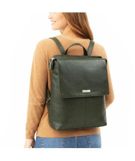 Tmavě zelený městský kožený batoh 311-1660-57