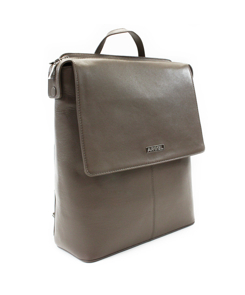 Šedohnědý městský kožený batoh 311-1660-26