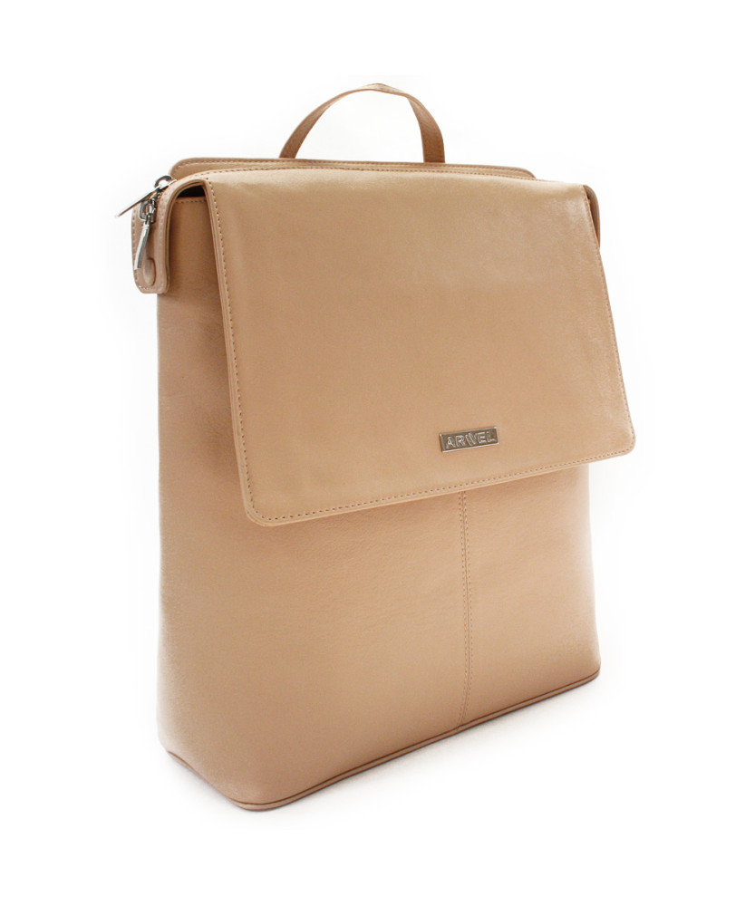 Béžový městský kožený batoh 311-1660-82