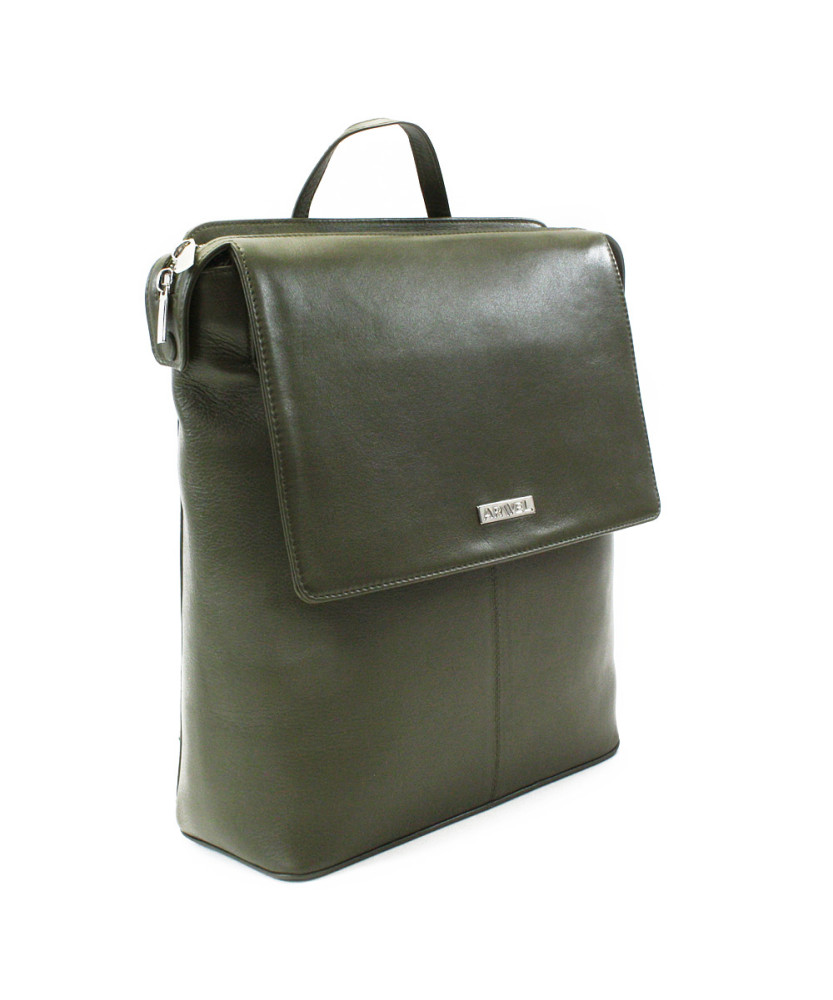 Tmavě zelený městský kožený batoh 311-1660-57