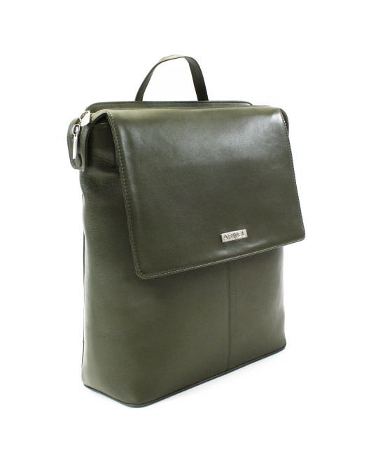 Tmavě zelený městský kožený batoh 311-1660-57