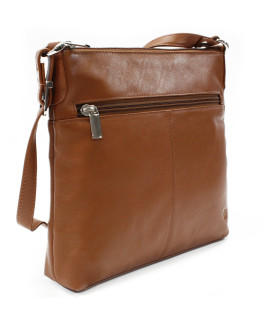 Hnědá kožená zipová kabelka 212-3014-40