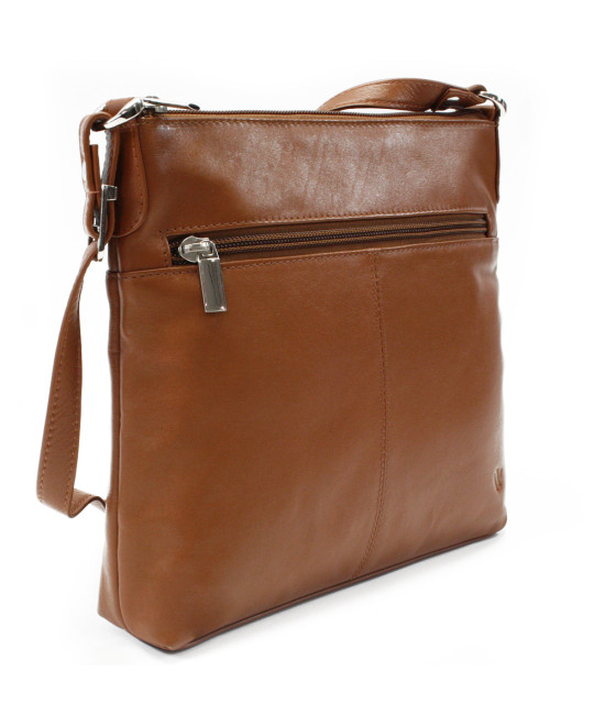 Hnědá kožená zipová kabelka 212-3014-40