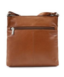 Hnědá kožená zipová kabelka 212-3014-40