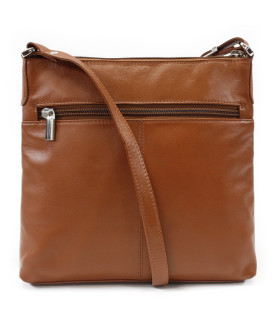 Hnědá kožená zipová kabelka 212-3014-40