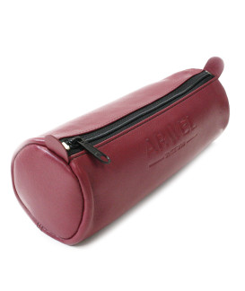 Bordově červený kožený jednokomorový penál 611-5020-60/40