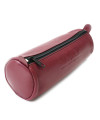Bordově červený kožený jednokomorový penál 611-5020-60/40