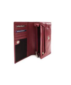 Bordově červená dámská klopová kožená peněženka 511-2018-32