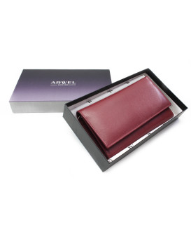 Bordově červená dámská klopová kožená peněženka 511-2018-32