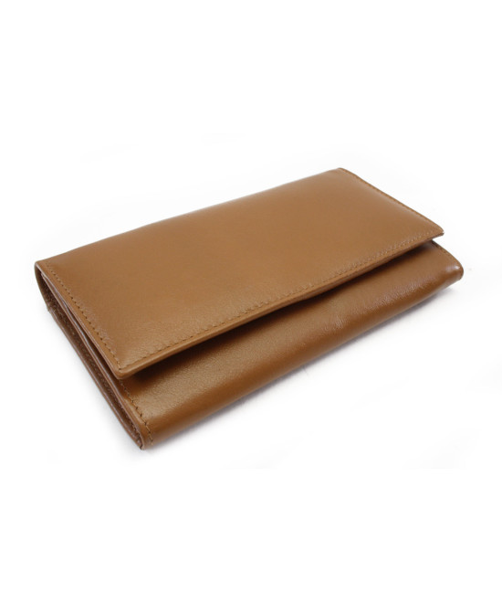Hnědá dámská klopová kožená peněženka 511-2018-40