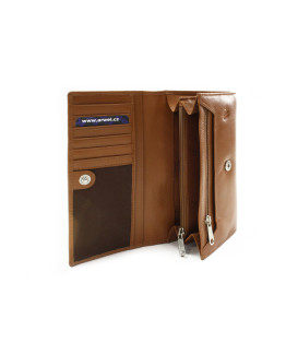 Hnědá dámská klopová kožená peněženka 511-2018-40